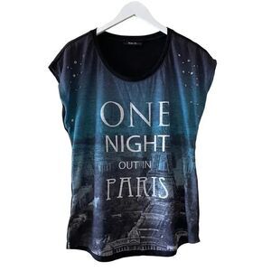 Style & Co Blue Gray Cap Sleeves Tshirt L # 1515